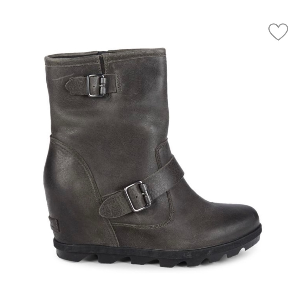 Joan Of Arctic Wedge II Leather Boots Grey